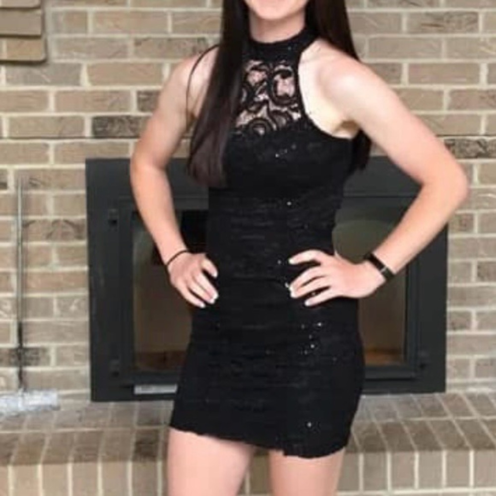 Black Sequin Mini Dress - Women